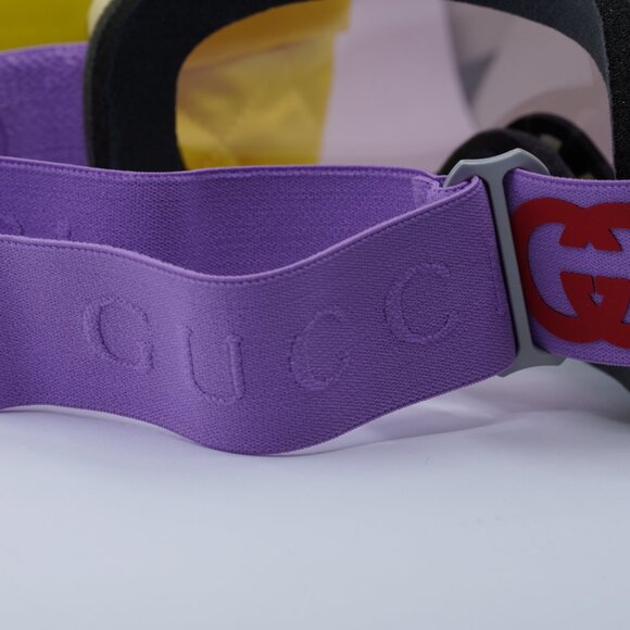 Gucci GG1210S 005 Ski Mask Zebra Ivory Shield Frame, Burgundy Lenses - Picture 10 of 11